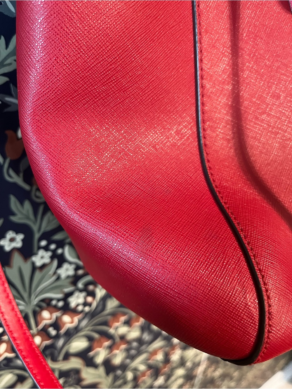 Michael Kors Red Saffiano Dome Satchel with Gold Charm - Picture 12 of 12